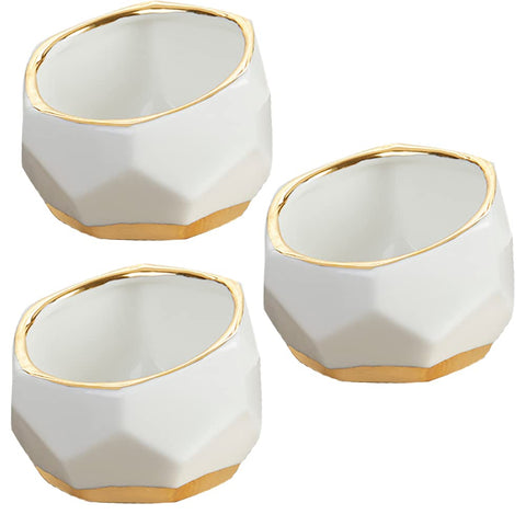 Kate Aspen geometric ceramic planters set of 3 with succulents for chic tablescape decor