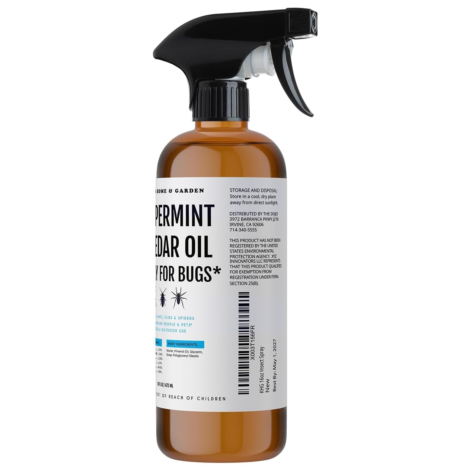 Kate's Home & Garden peppermint spray designed for safe use near furniture and fabrics.