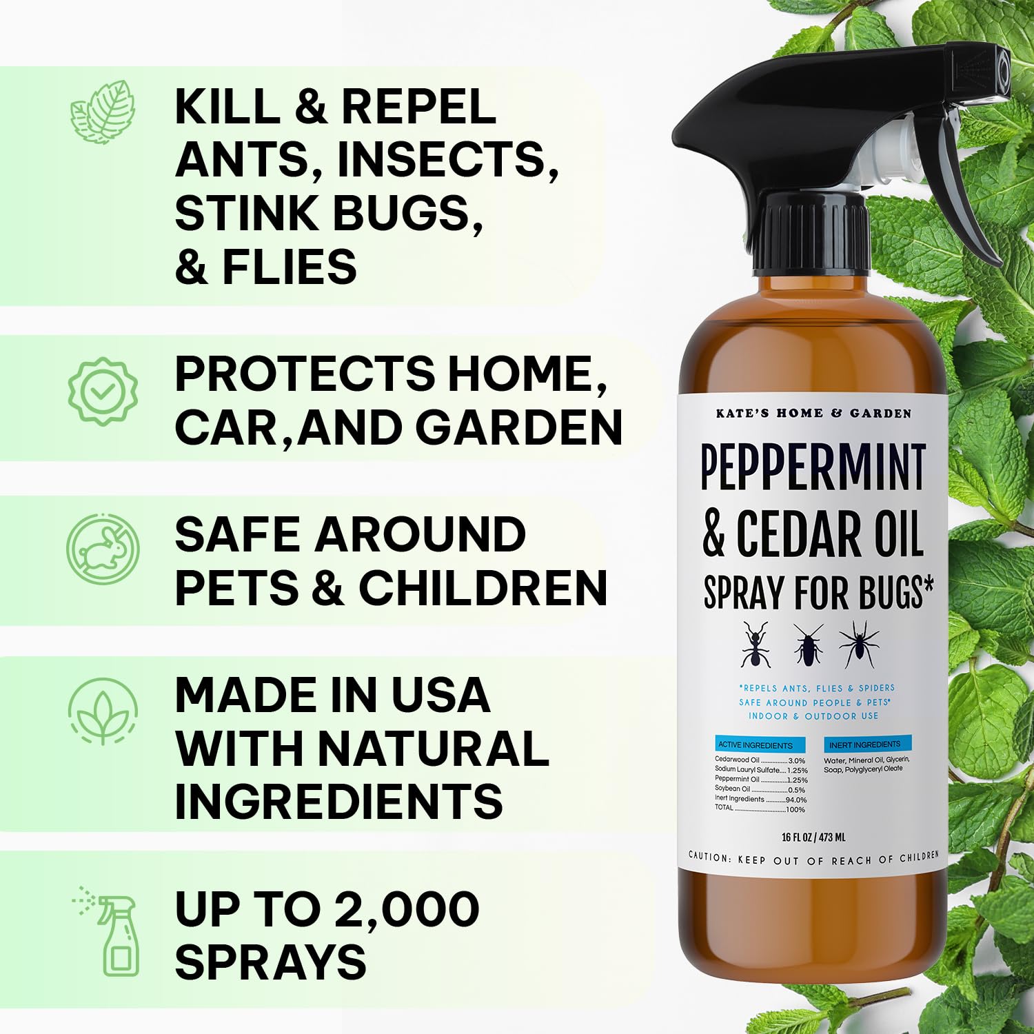 Close-up of peppermint and cedarwood blend used for natural bug repellent.