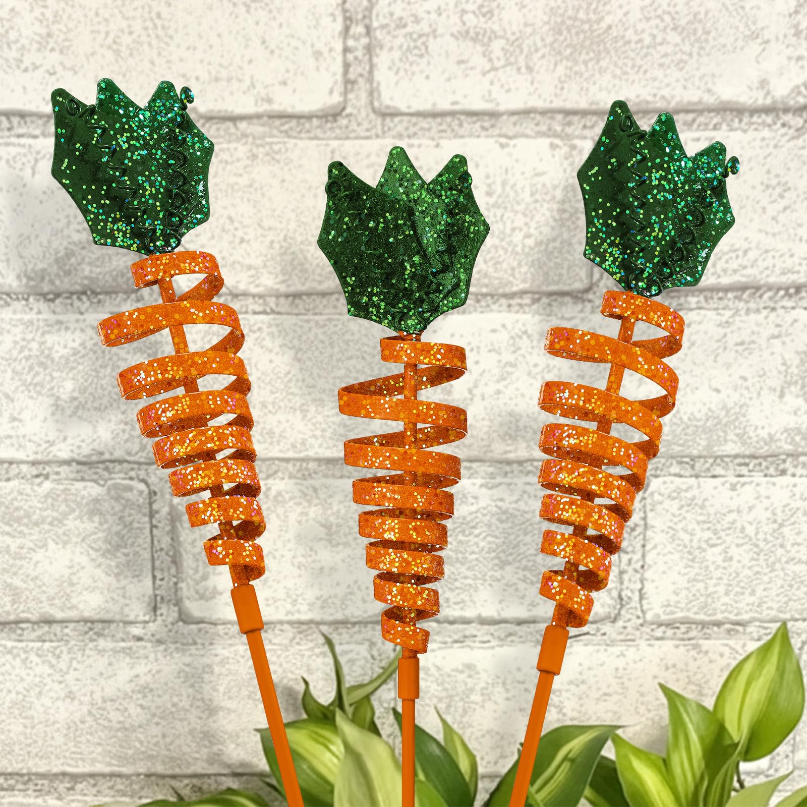 Kathfly Easter carrot yard stake with glittering finish adds curb appeal to your lawn