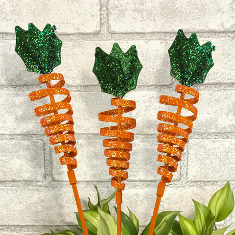 Kathfly Easter carrot yard stake with glittering finish adds curb appeal to your lawn