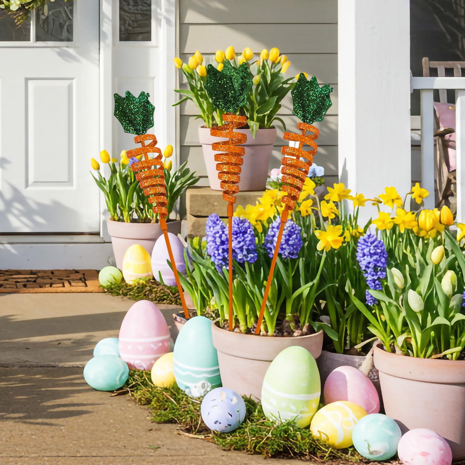 Kathfly Easter carrot yard stake stands tall for high visibility along walkways