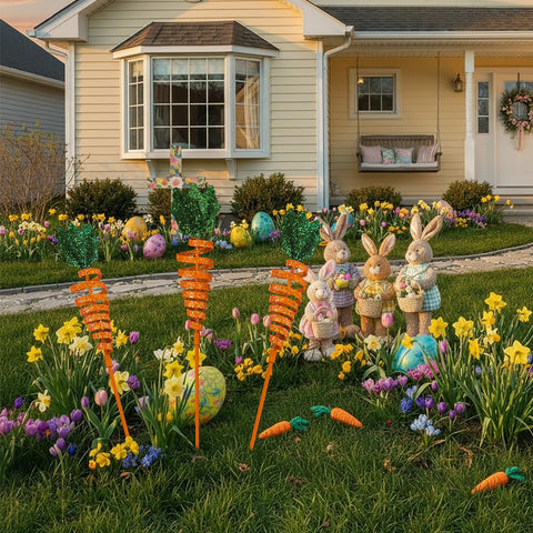 Kathfly decorative carrot stake brightens patios, lawns, and pots