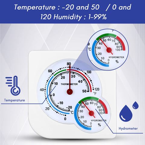 Kathfly mechanical hygrometer pointer dial showing temperature and humidity