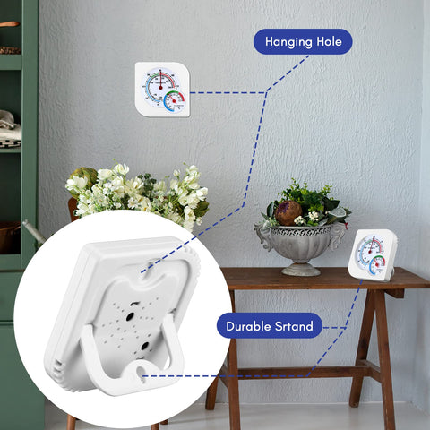Kathfly thermometer humidity monitor bracket back shows standing or hanging setup
