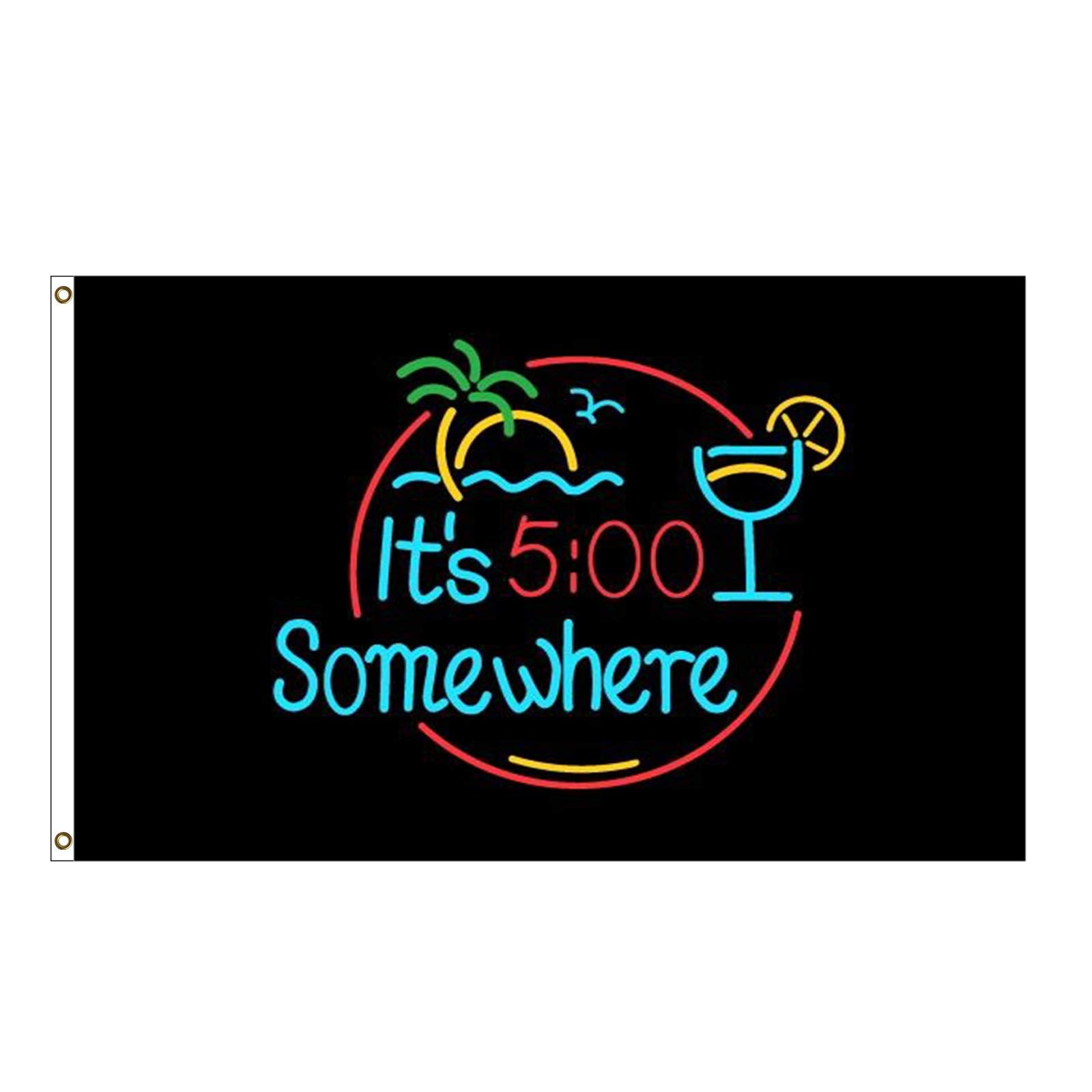 Katouigb It's 5 O'Clock Somewhere flag, 3x5 ft, ideal for bar decor.