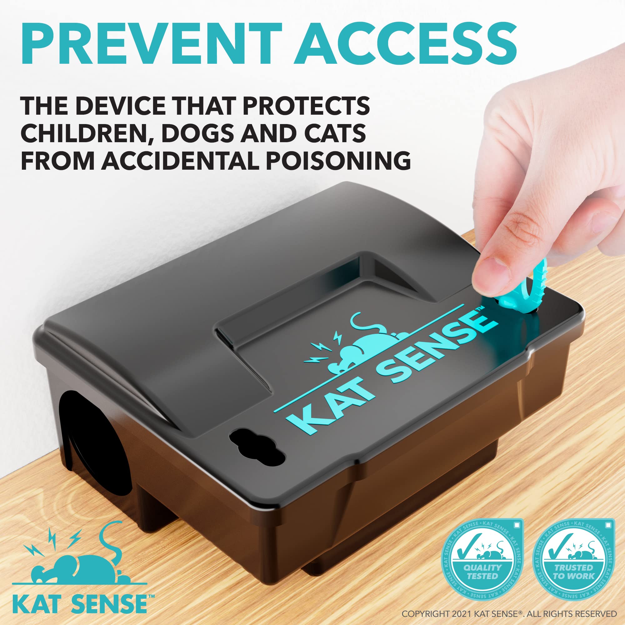 Kat Sense bait station locking lid protects bait from moisture and dirt.