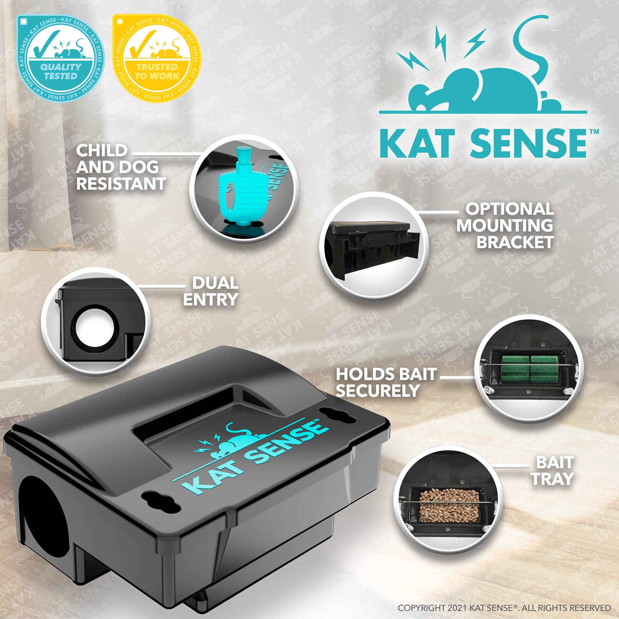 Kat Sense metal bait bars keep bait securely inside and inaccessible to pets.