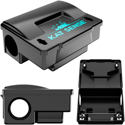 Kat Sense rat bait station interior reveals secure bait access for rodents.