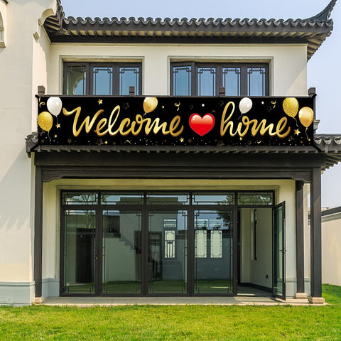 Kauayurk Welcome Home banner outdoor-ready polyester fabric withstands weather conditions.