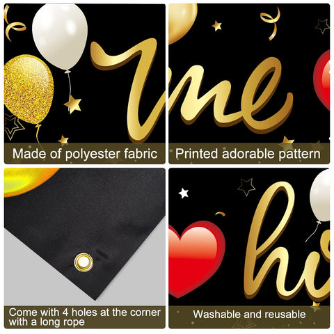 Kauayurk black gold banner backdrop perfect for creating a focal point.