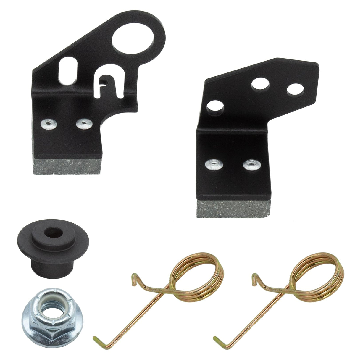 Kauklibna deck brake arm kit on a workbench for mower maintenance readiness