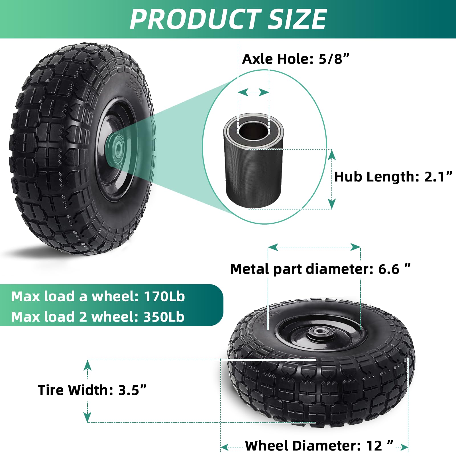 Kavedodu 5/8-inch axle bore supports secure mounting on compatible carts