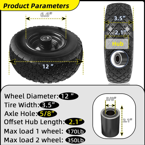 Kavedodu 3.5-inch wide tire enhances load distribution on carts.