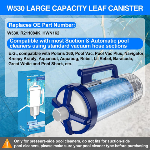 Kavius W530 large-capacity debris basket captures more leaves and sand