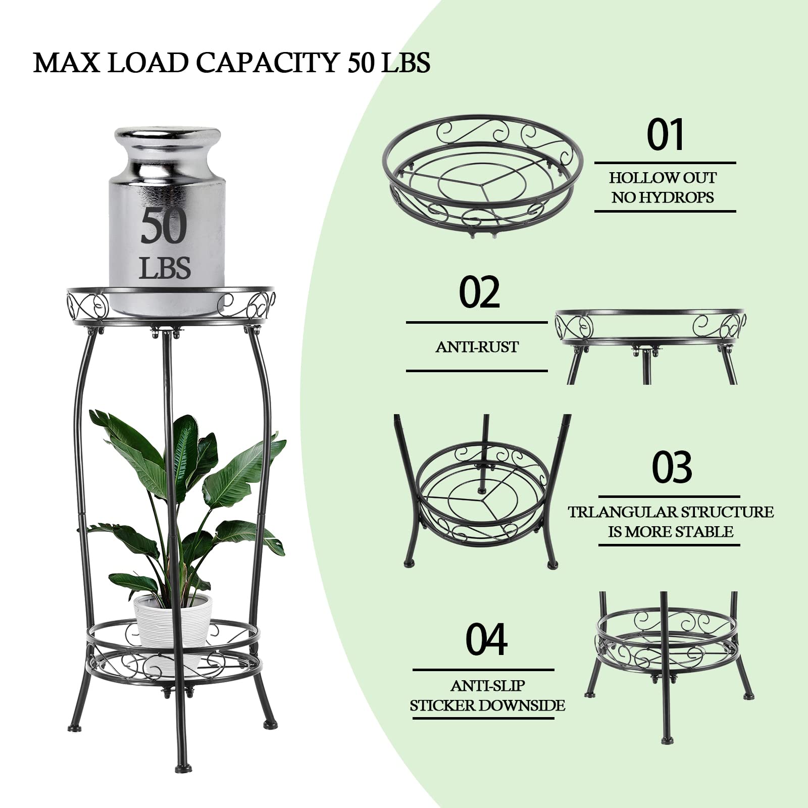 Kavlium 3-leg design plant stand ensures steady balance for lasting use.