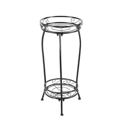 Kavlium 2-tier plant stand left view, rustproof metal for indoor and outdoor display
