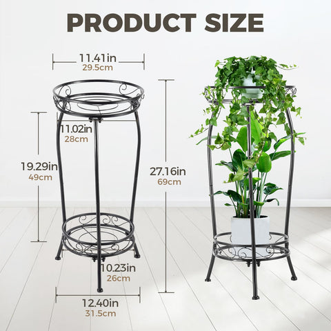 Kavlium 2-tier plant stand right view, stable balance for any space