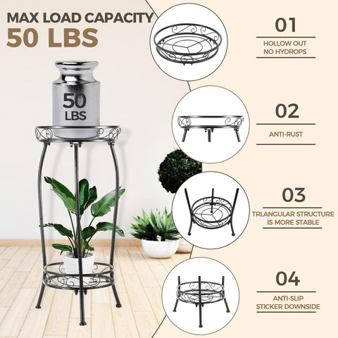 Kavlium 2-tier plant stand top view, compact footprint for small rooms
