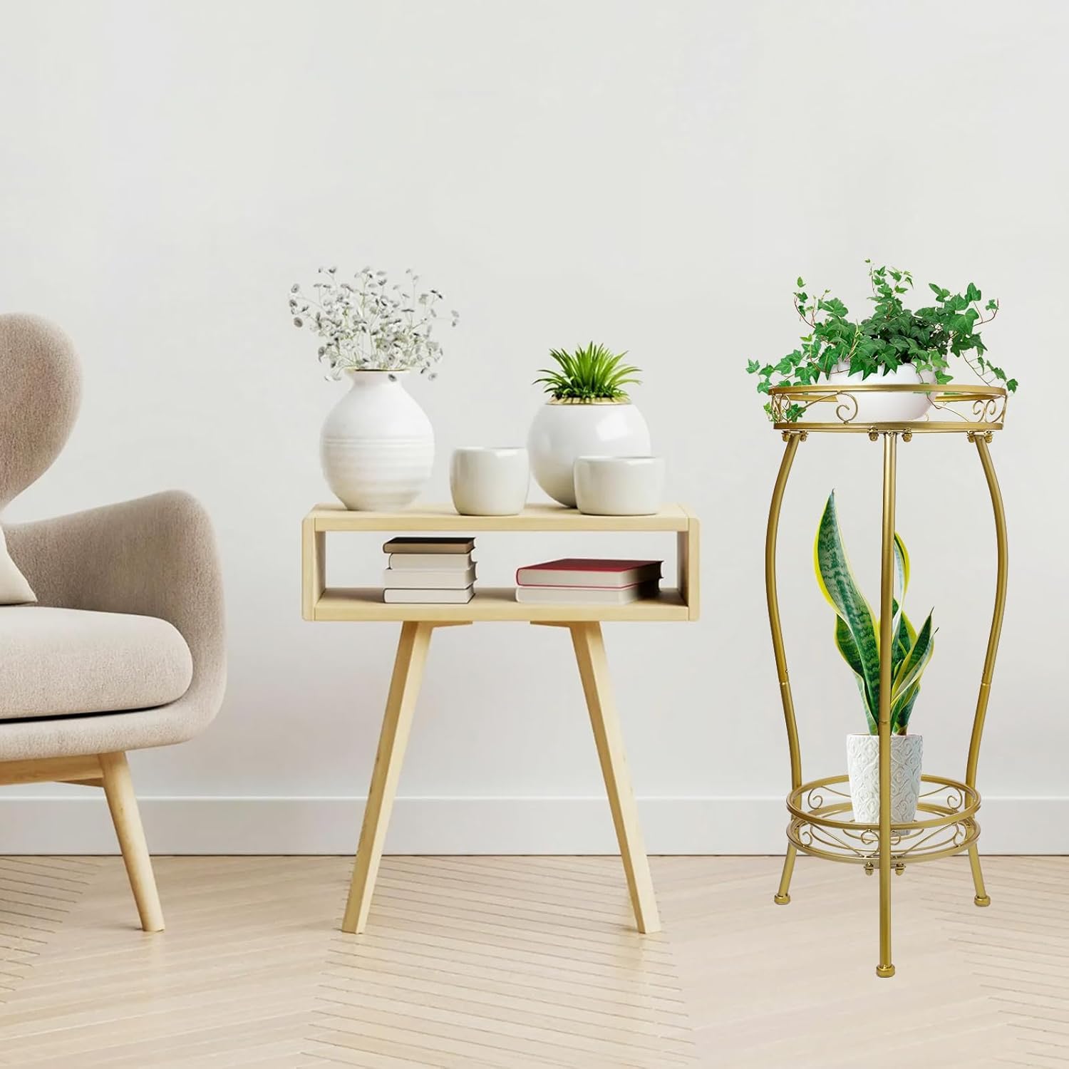 Kavlium plant stand for indoor and outdoor use with stable tall design.