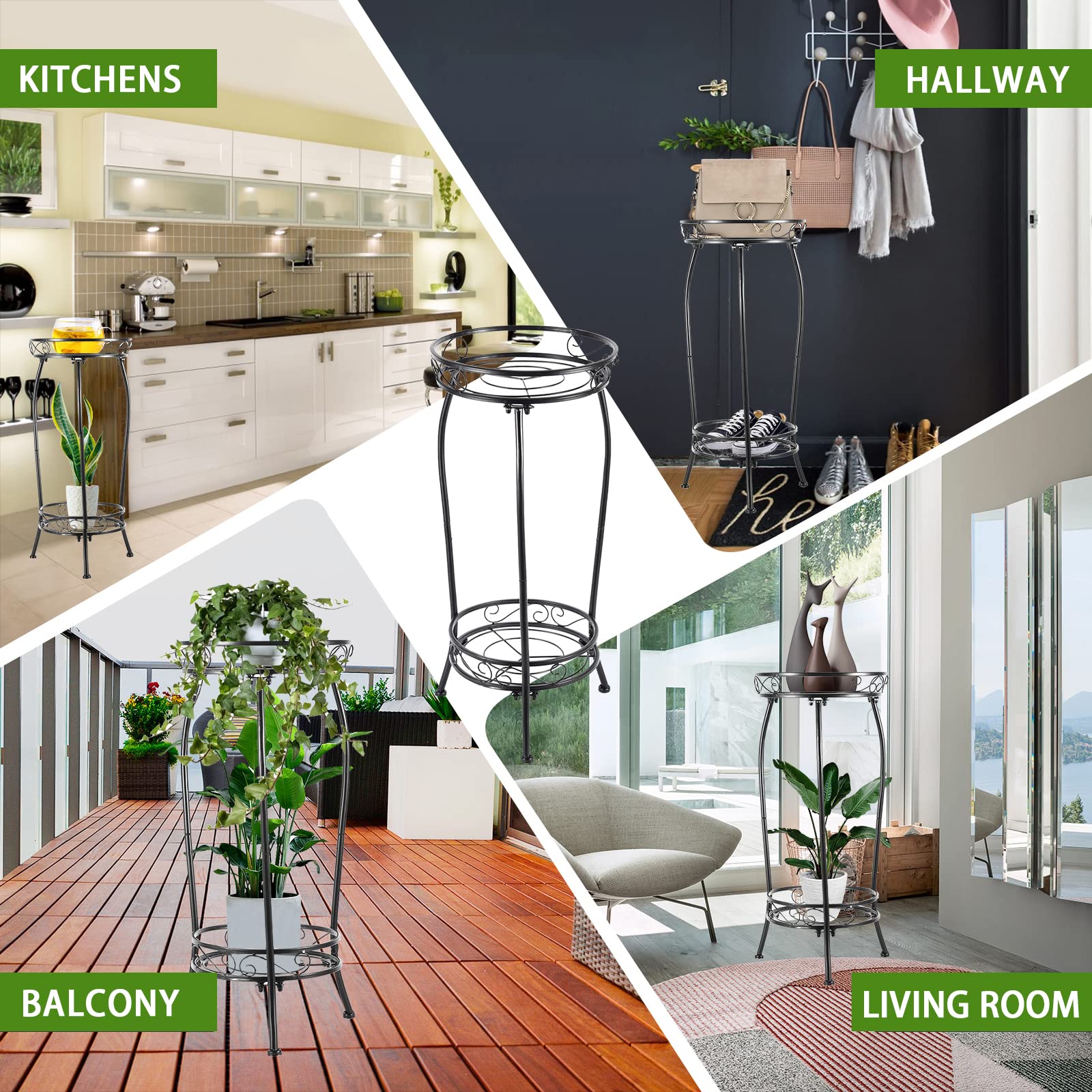 Kavlium two-tier dimensions provide space for 10–11.8 inch pots.