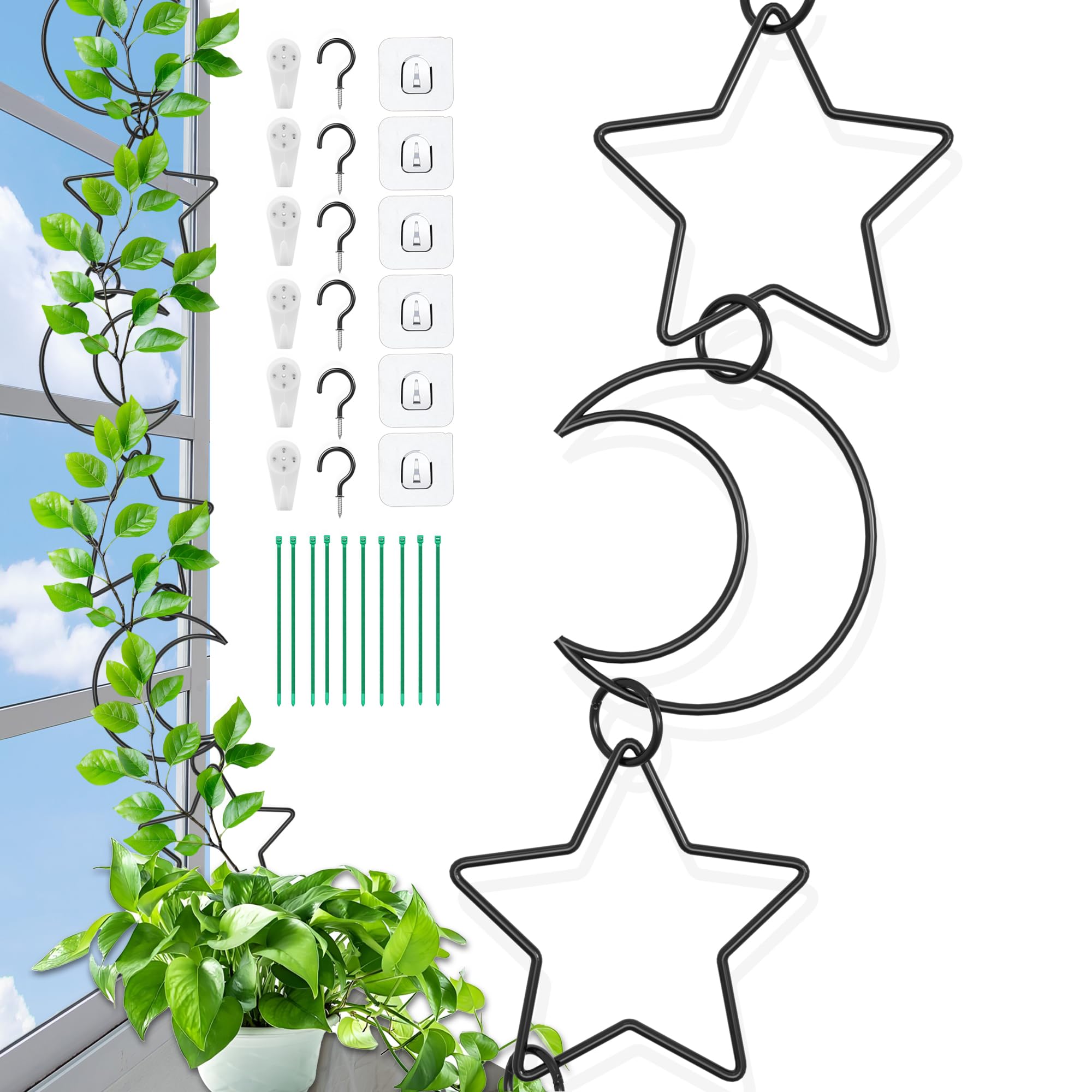 KAWAHAYO stars and moons chain trellis design enhances vertical plant support.