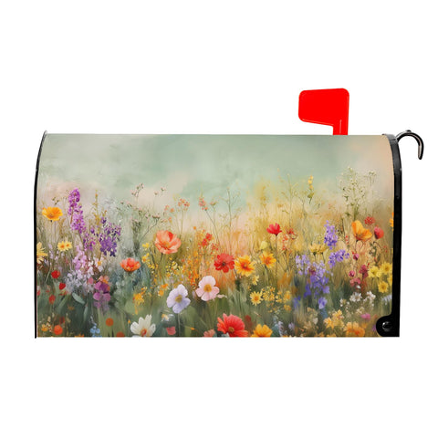 Kawani Spring Floral mailbox cover front view, enhancing curb appeal with vivid, weather-resistant design.