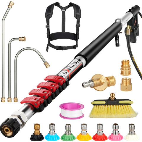 KAXUSDT 24ft telescoping wand extended to reach high gutters safely.