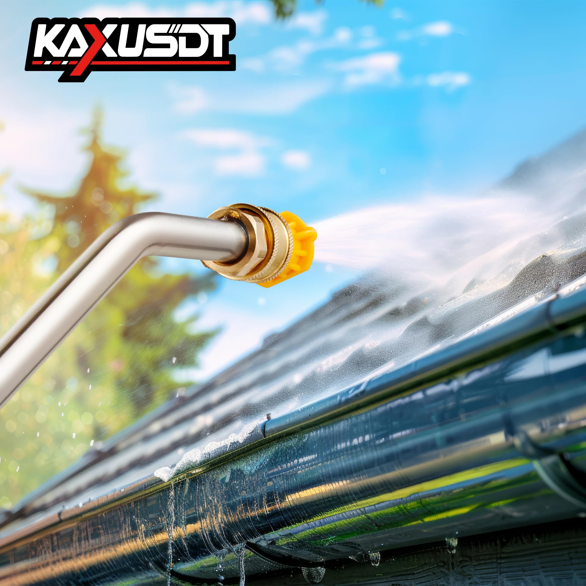 KAXUSDT seven-nozzle tip set enables versatile exterior washing angles.