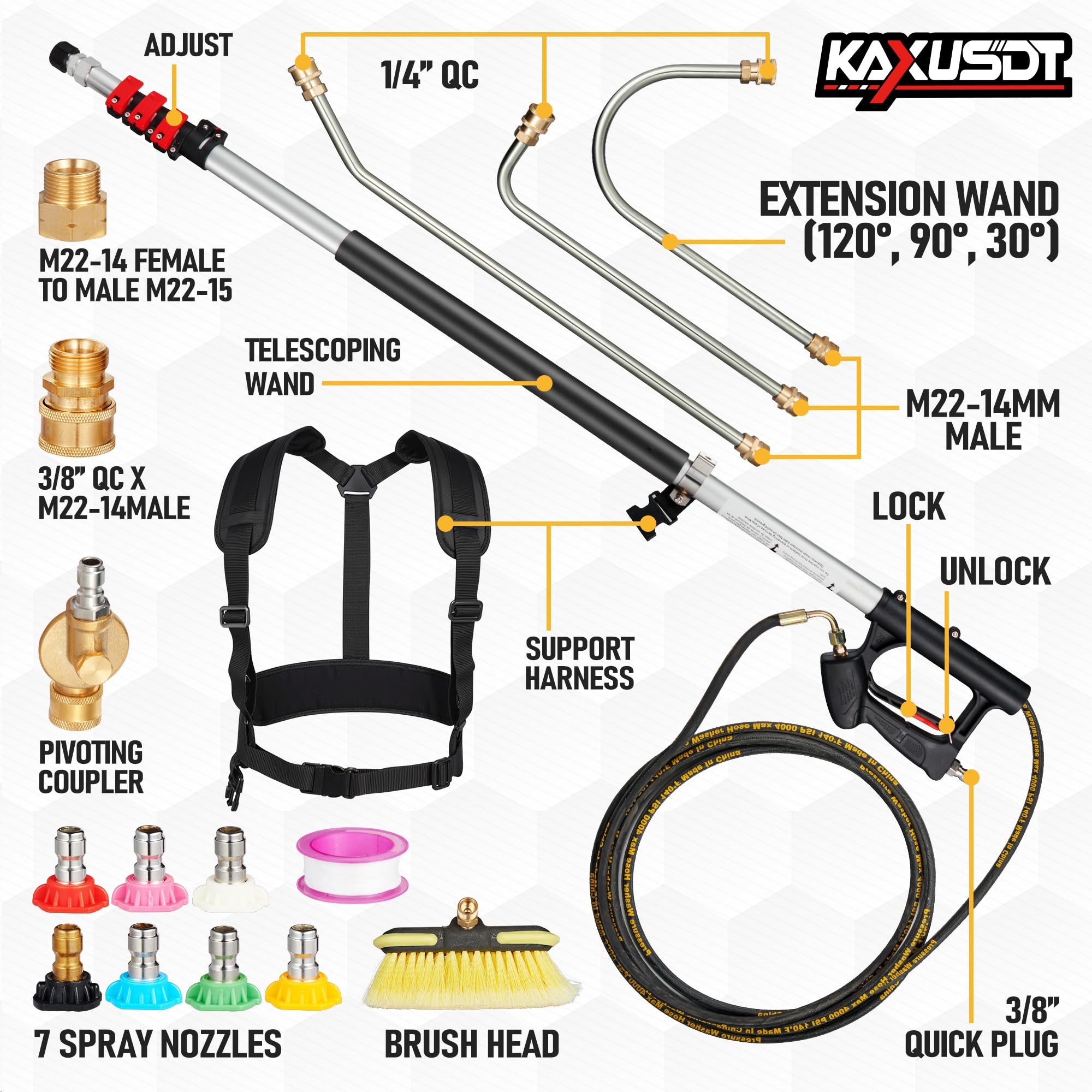 KAXUSDT adjustable support belt increases stability during cleaning.