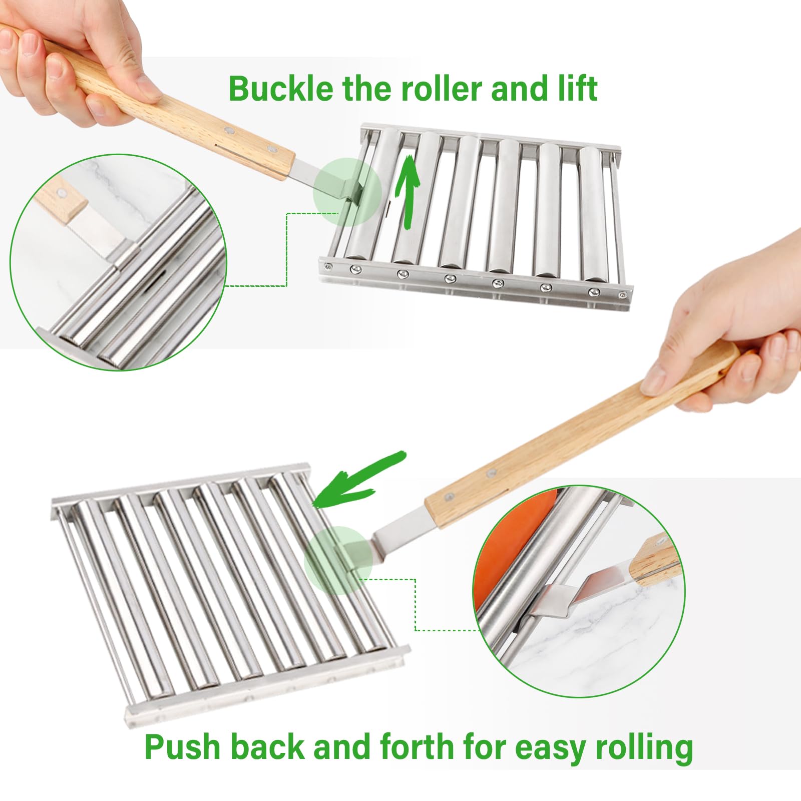 KAYCROWN brat sausage roller supports multiple sausages for versatile grilling.