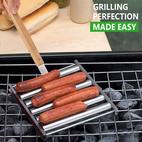 KAYCROWN hot dog roller five dogs at a time for quick backyard barbecues.