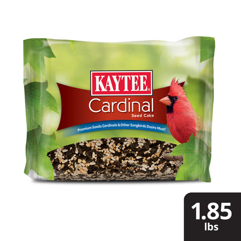 Packaging label and weight information for Kaytee Cardinal Seed Cake.