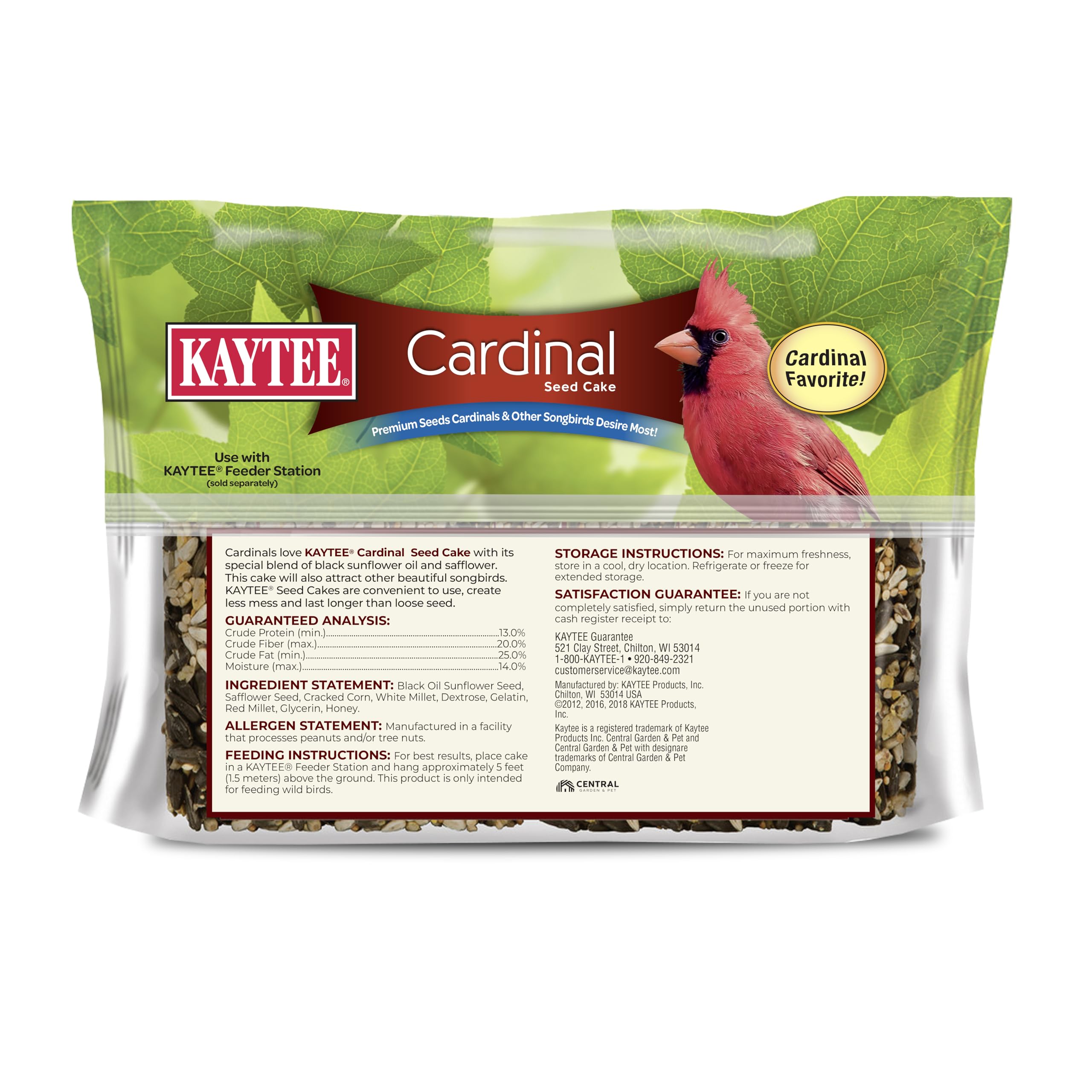 Kaytee Cardinal Seed Cake safflower seeds detail for year-round energy.