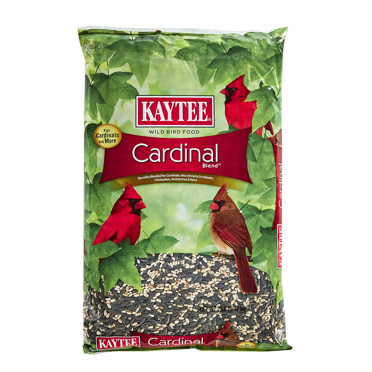 Kaytee Cardinal Wild Bird Seed packaging front shows 7lb bag for easy storage and feeding.