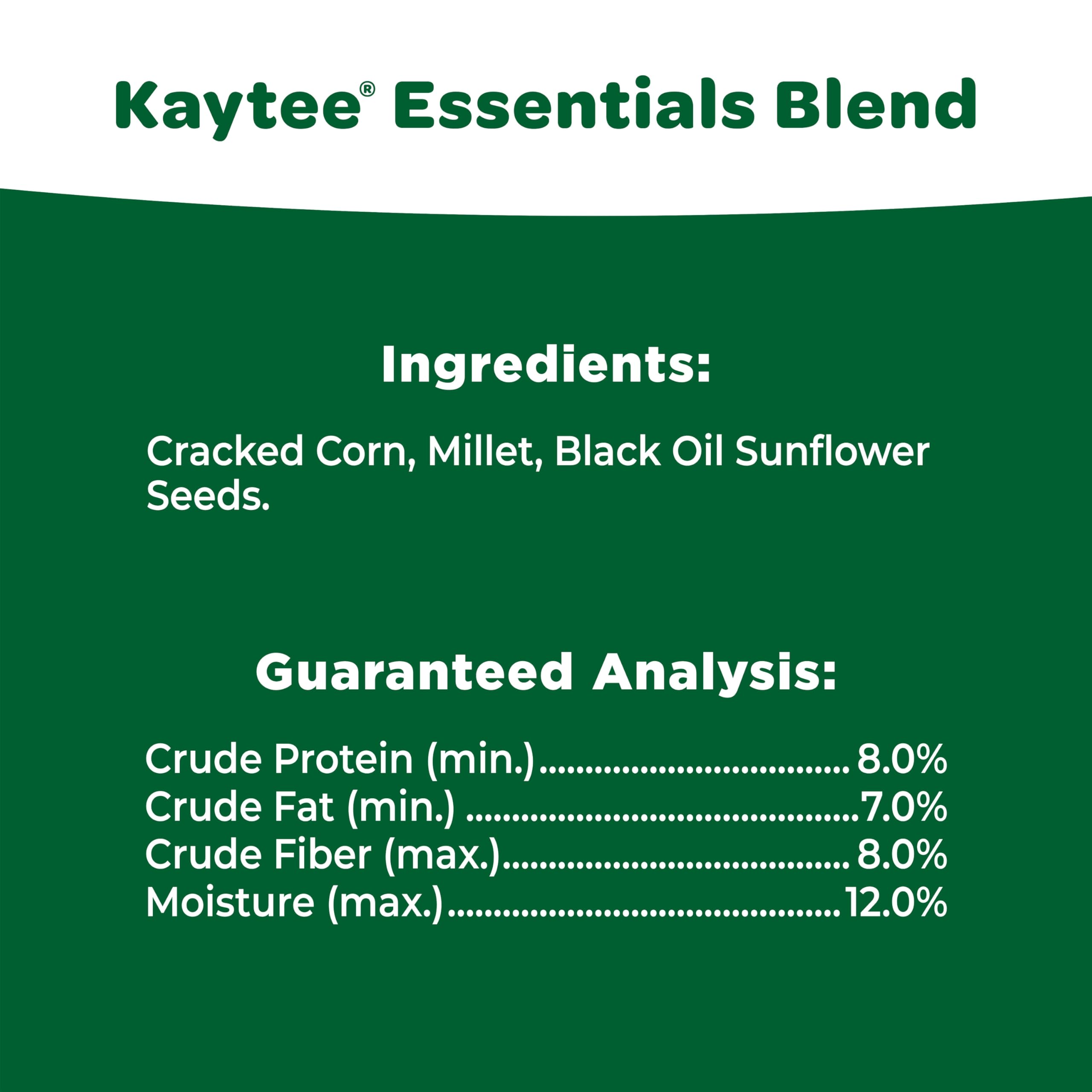 Kaytee Essentials Blend close-up of black oil sunflower seeds in the mix