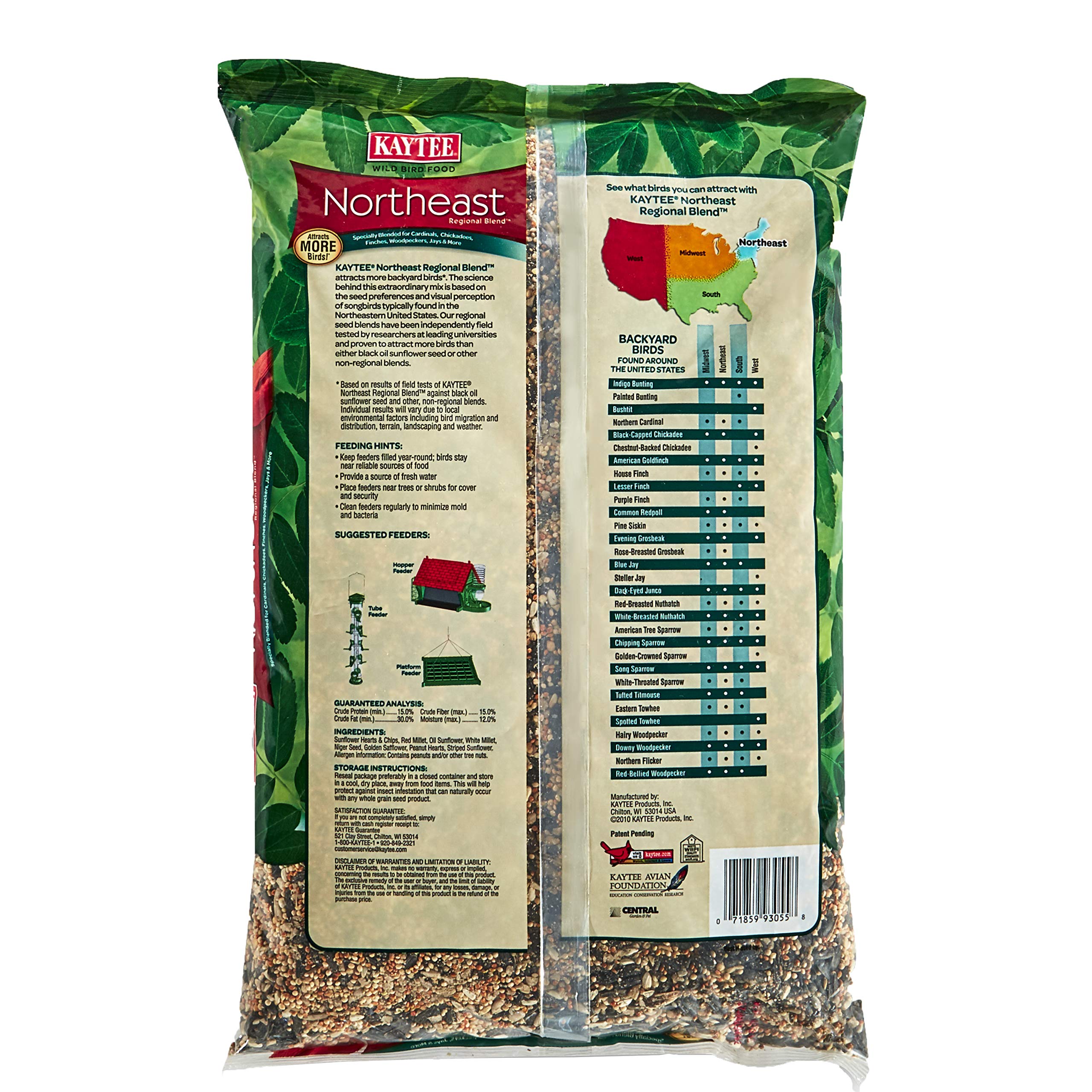 Kaytee Northeast feeder scene with regional blend attracting backyard birds