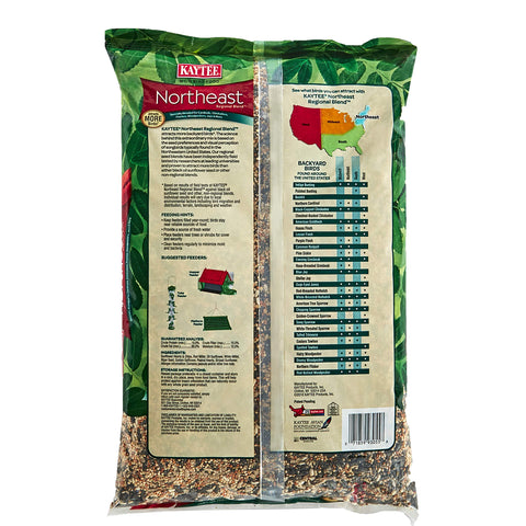 Kaytee Northeast feeder scene with regional blend attracting backyard birds