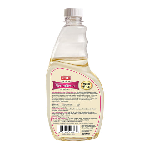 Kaytee ElectroNectar bottle instructs refrigerate after opening.