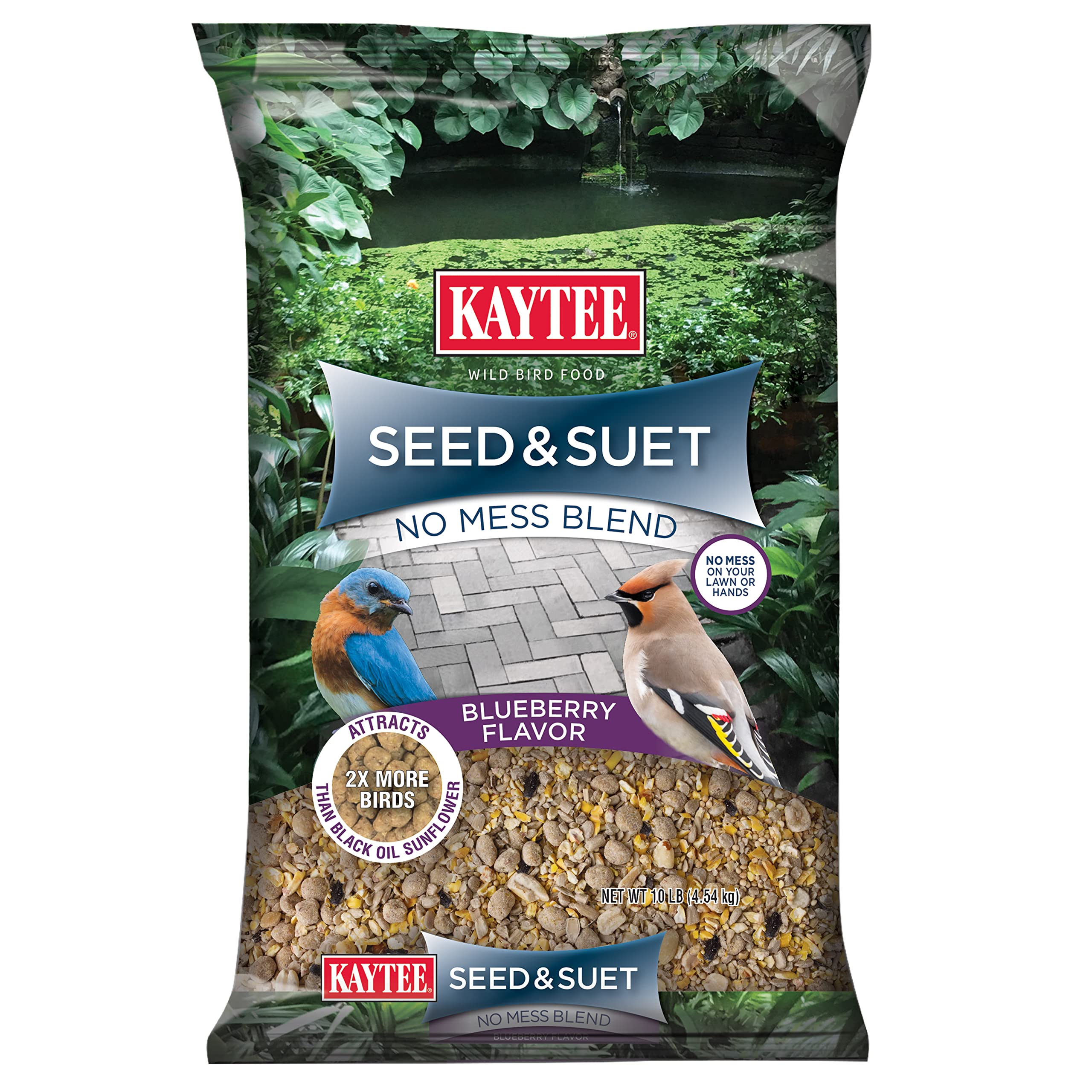Kaytee Seed & Suet No Mess Blueberry pour: clean, easy-to-use feeding.