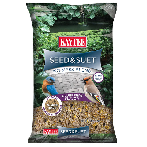 Kaytee Seed & Suet No Mess Blueberry pour: clean, easy-to-use feeding.