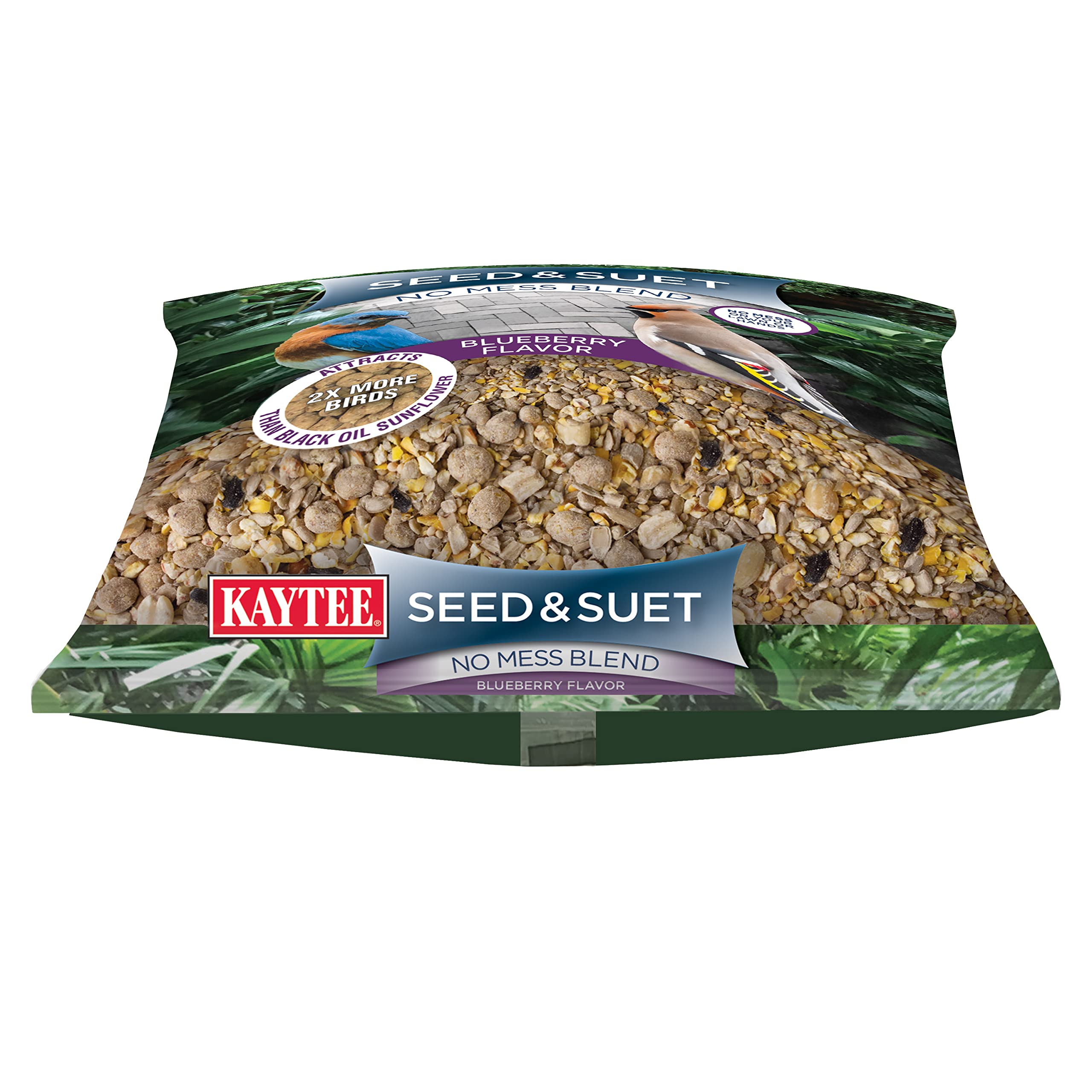 Kaytee Seed & Suet No Mess Blueberry tube feeder use, versatile setup.