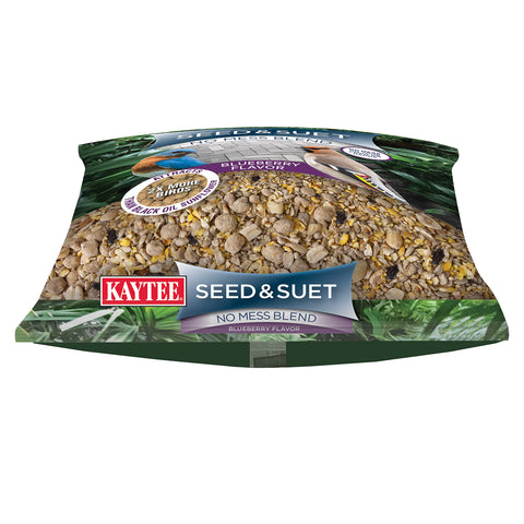 Kaytee Seed & Suet No Mess Blueberry tube feeder use, versatile setup.