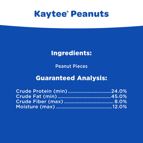 Kaytee Shelled Peanuts shown next to a hopper feeder for easy feeding.