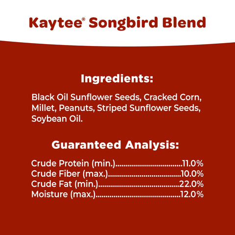 Kaytee Songbird Blend backyard oasis visual promoting year-round birding