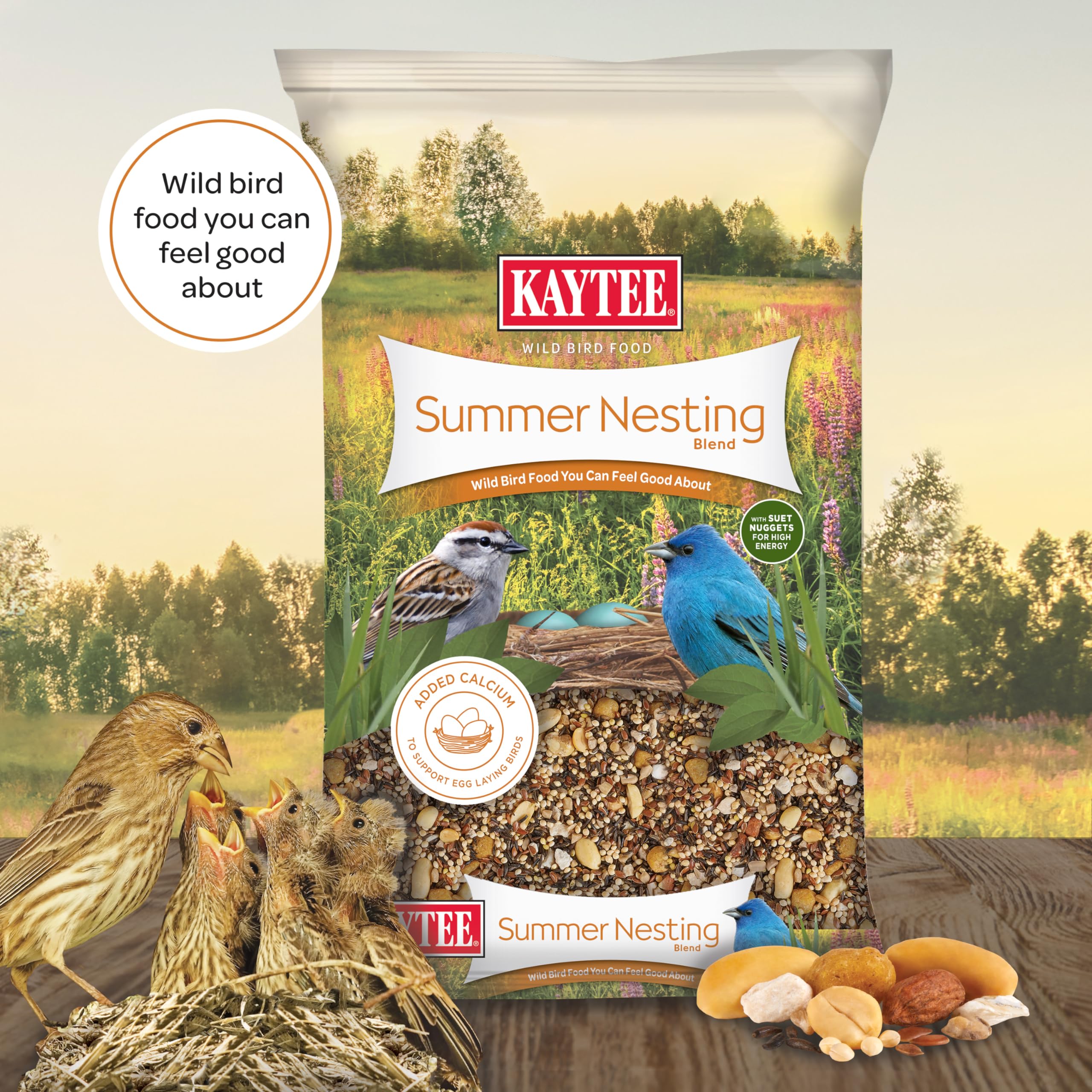 Kaytee Summer Nesting Seed Blend close-up of millet and flax.