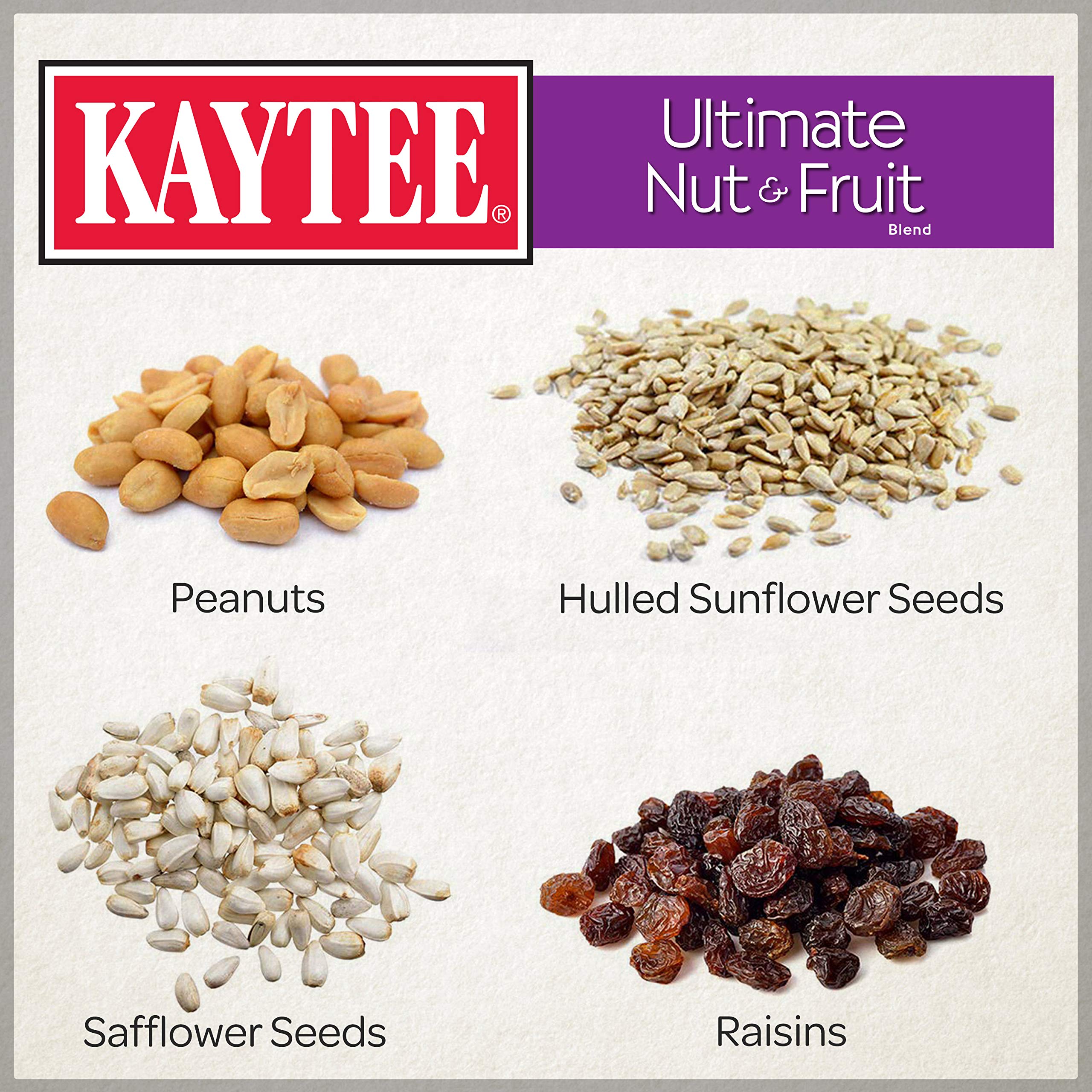 Kaytee Ultimate Nut & Fruit Blend in bird bowl for easy refilling