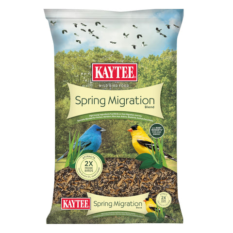 Kaytee Wild Bird Food Spring Migration seed blend packaging showing high-energy nutrition