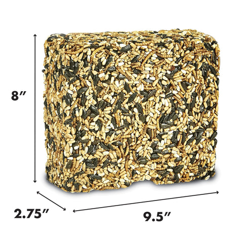 Kaytee Gourmet Seed & Mealworm Treat Cake entices chickadees with a high-energy snack