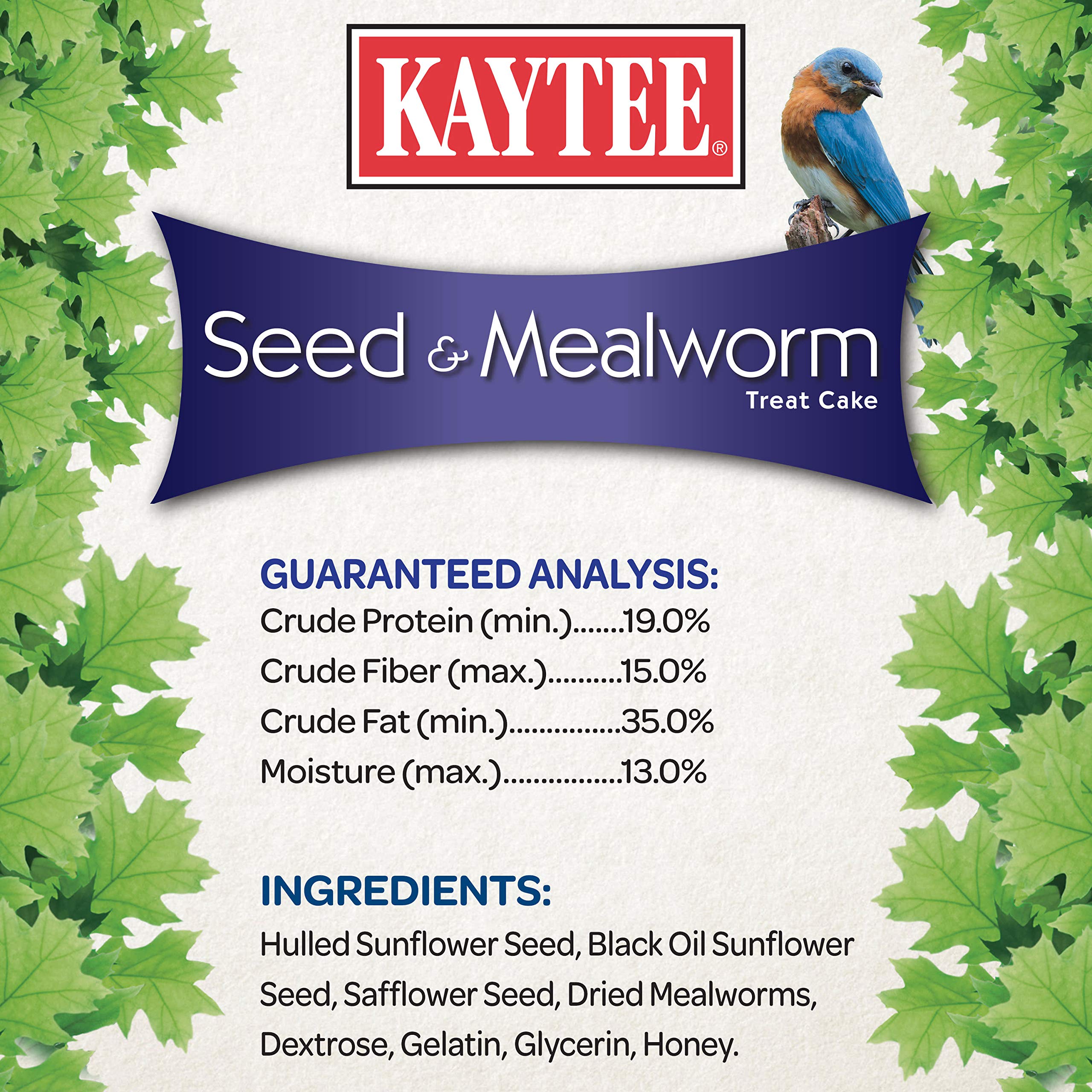 Kaytee Gourmet Seed & Mealworm Treat Cake reduces mess versus loose seed in busy yards